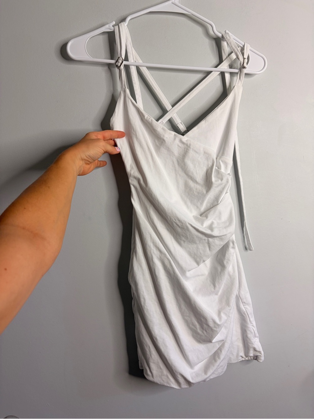 Naked Wardrobe White Strappy Bodycon Mini Dress XS